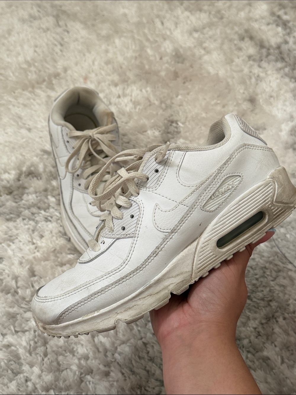 Nike White Leather Air Max 90 Sneakers